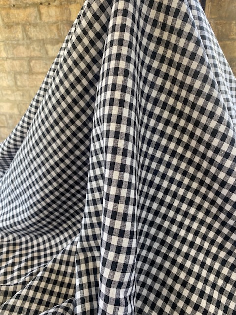 Pure linen 5 mm check in black $38 metre and 140cm wide - Gardams Fabrics